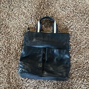 Coach Black Leather Briefcase with Minimalist Design